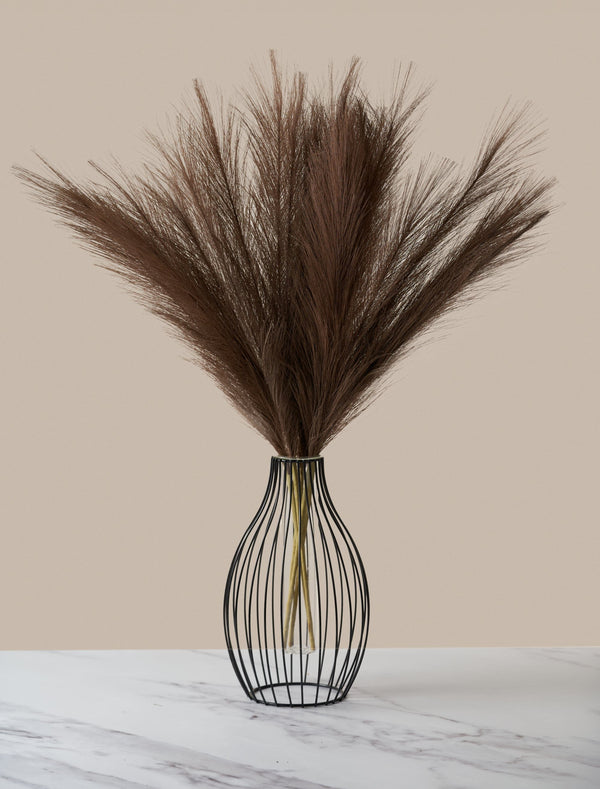 Faux Pampas Grass - Dark Brown (5 Stems)