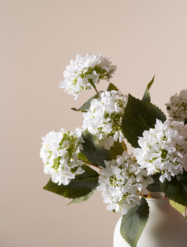 Faux Mini Hydrangea Bouquet - White (3 Stems)