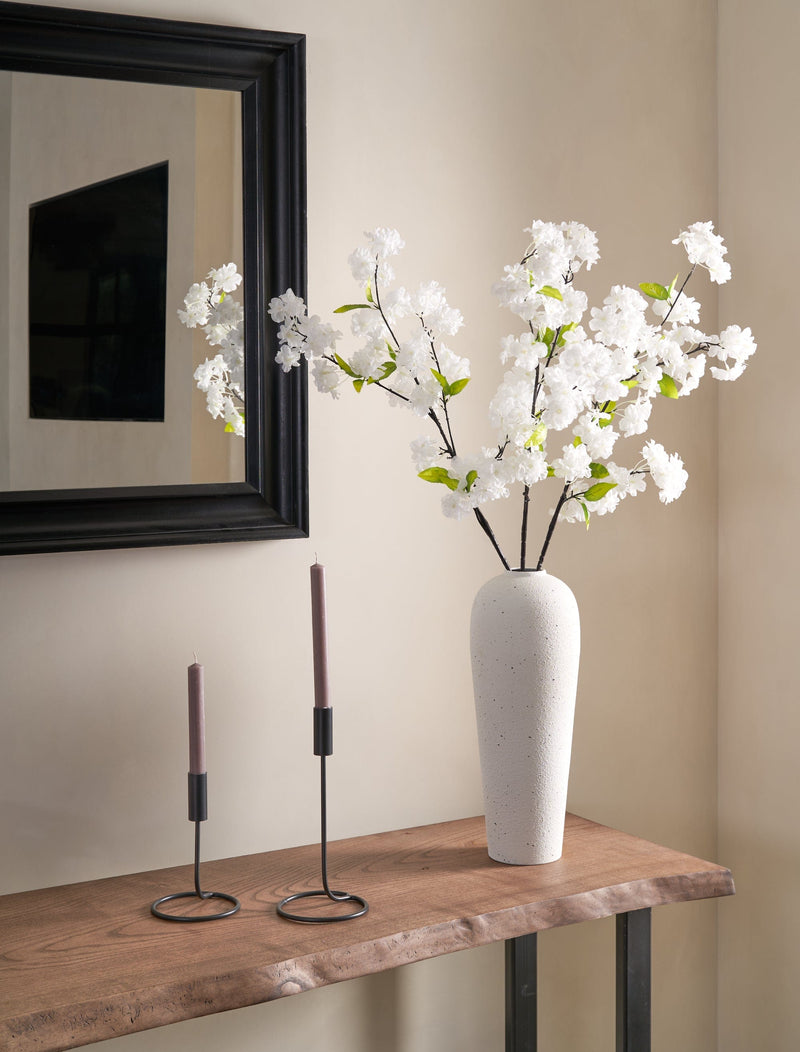 Tall Faux Cherry Blossom - White (3 Stems)