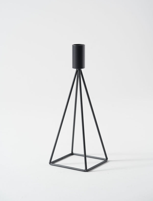 Tall Pyramid Candle Holder - Black