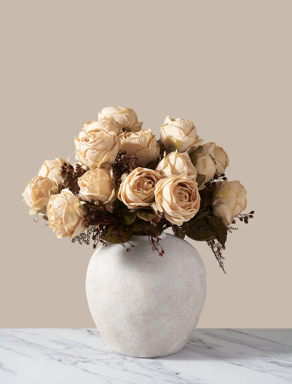 Faux Autumn Rose - Beige (3 Stems/21 Roses)