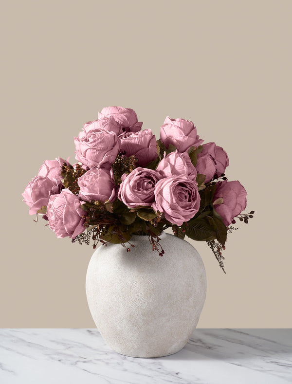 Faux Autumn Rose - Pink (3 Stems/21 Roses)