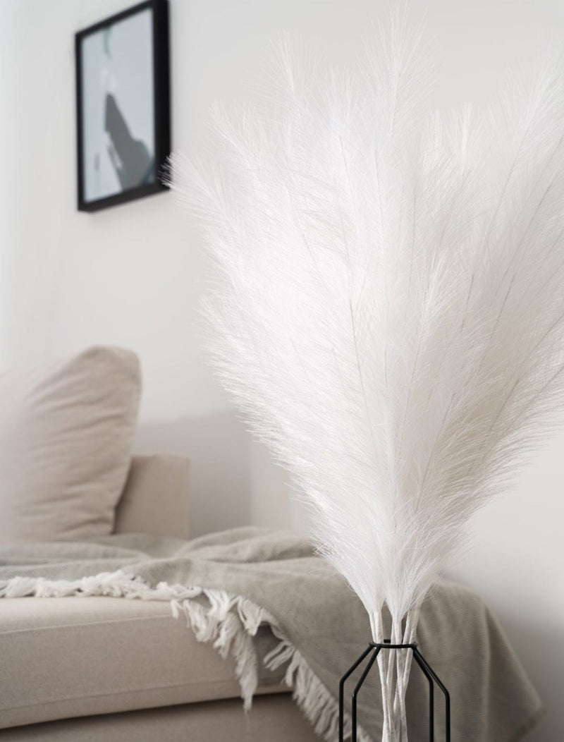 Tall Faux Pampas Grass - White (3 Stems)